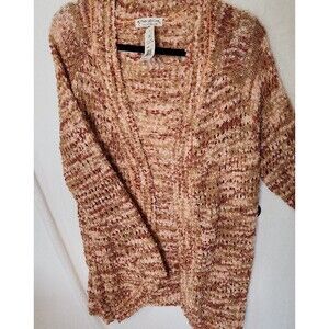 New Women's 2X Peach Coral Ombre Long Duster Cardigan Open Front Made w Love